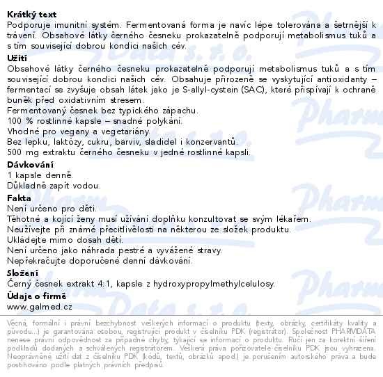 Příbalový leták - Černý česnek 500mg Galmed cps 60+30