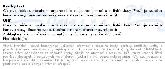 Příbalový leták - Moroccanoil olej pro jemné vlasy 100ml