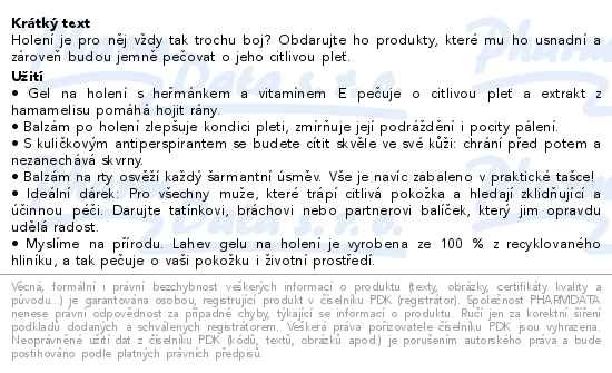 Příbalový leták - Nivea Men Feel Calm Skincare Kit Dárková sada
