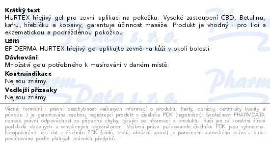 Příbalový leták - EPIDERMA HURTEX Hřejivé konopné mazání 200ml