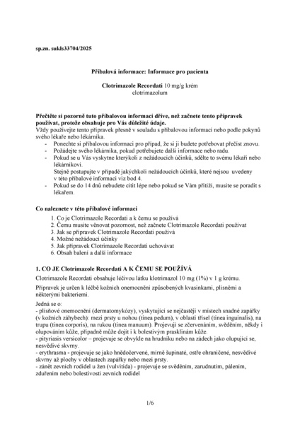 Příbalový leták (SUKL) - Clotrimazole Recordati 10mg/g crm.1x50g