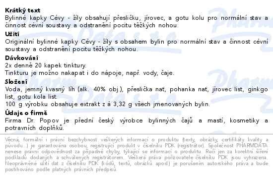 Příbalový leták - Dr.Popov Kapky bylinné Cévy žíly 50ml