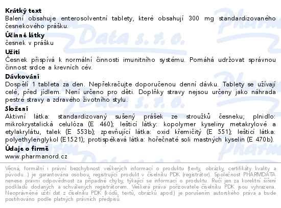 Příbalový leták - Bioaktivní Česnek 60 tablet