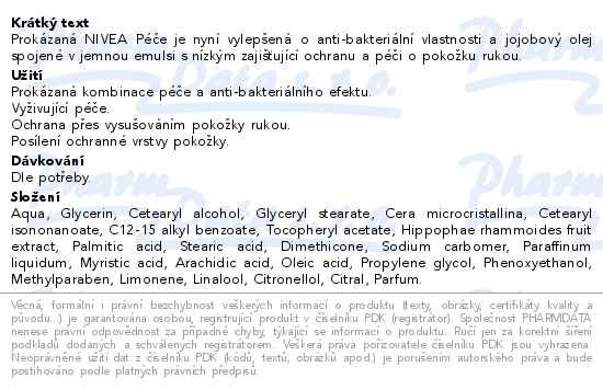 Příbalový leták - NIVEA Krém na ruce 3 v 1 Care & Protect 75ml