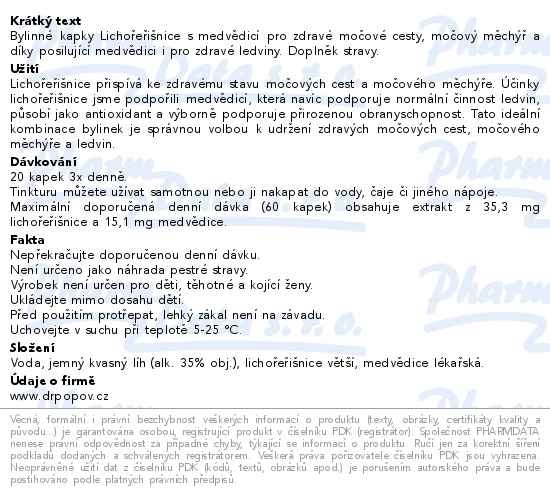 Příbalový leták - Dr.Popov Kapky bylinné Lichořeřišnice s medvědicí 50ml