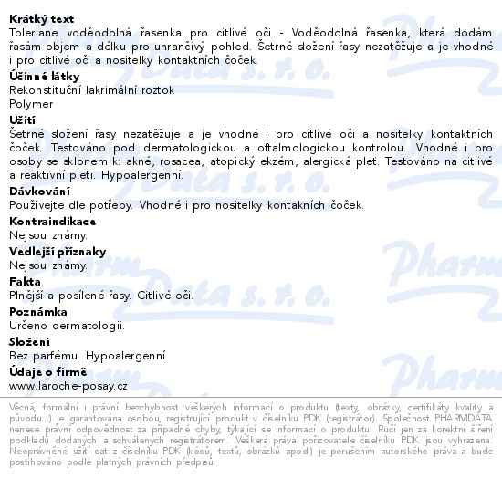 Příbalový leták - LA ROCHE-POSAY Toler. Mascara Waterpr. Black 7.6ml