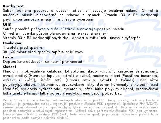Příbalový leták - Tryptospan s melatoninem tbl.30