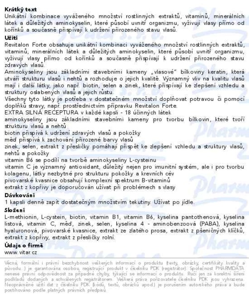 Příbalový leták - Revitalon Forte cps.30