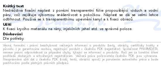 Příbalový leták - FILMPORE fix.nápl.z transpar.fólie 24x1.25cmx9.15m