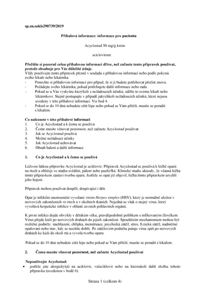 Příbalový leták (SUKL) - Acyclostad 50mg/g crm.5g