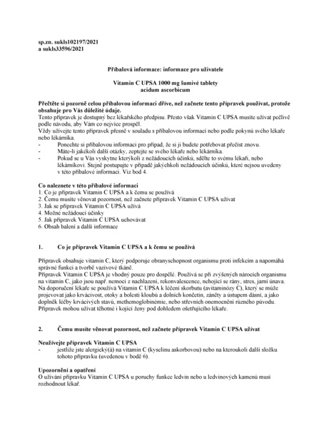 Příbalový leták (SUKL) - Vitamin C UPSA 1000mg tbl.eff.10
