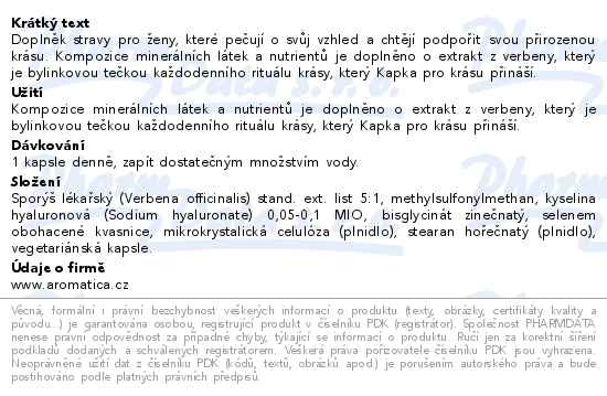 Příbalový leták - AROMATICA Kapka pro krásu cps.60