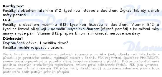Příbalový leták - Vita B12 + kyselina listová 1 mg/400mcg 100 tablet