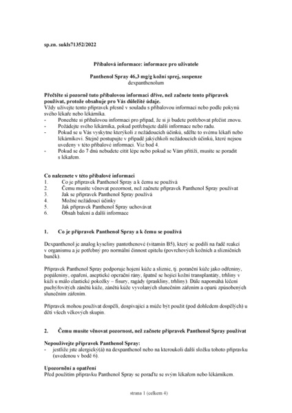 Příbalový leták - Panthenol Spray drm.spr.sus.1x130g
