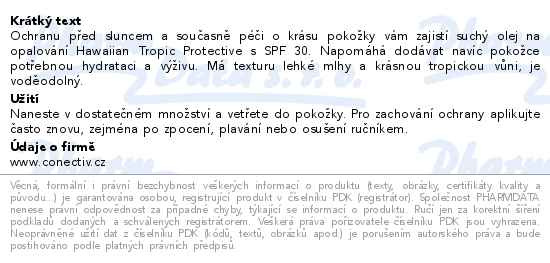 Příbalový leták - Hawaiian Tropic Glowing dry oil SPF30 100ml