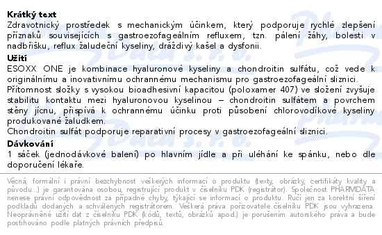 Příbalový leták - ESOXX ONE sachets 14x10ml