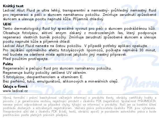 Příbalový leták - Ladival podrážděná pokožka po opalování 200ml