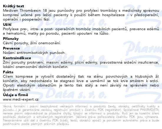 Příbalový leták - mediven Thrombexin 18 stehenní punč.vel.S bílá
