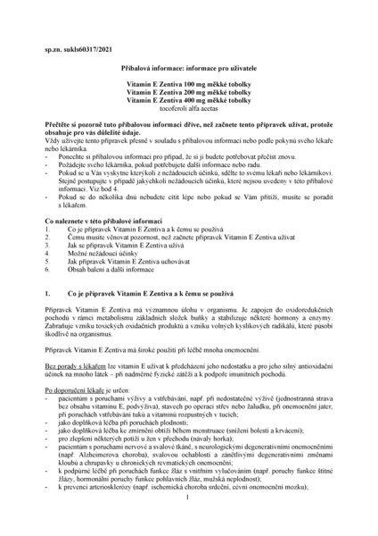 Příbalový leták (SUKL) - Vitamin E 400 Zentiva cps.mol. 30