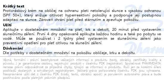 Příbalový leták - ESTHEDERM Sun Intolerance face cream SPF50+ 50ml