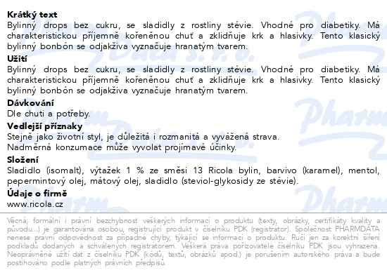 Příbalový leták - RICOLA Original bylinný bez cukru 75g