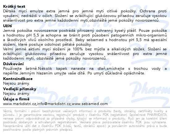 Příbalový leták - SEBAMED Dětská mycí emulze extra jemná 200ml