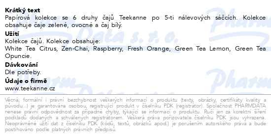 Příbalový leták - TEEKANNE Thank you tea collection 6x5ks