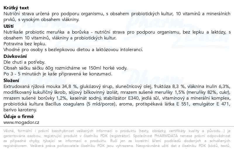 Příbalový leták - Nutrikaše probiotic meruňka a borůvka 180g (3x60g)