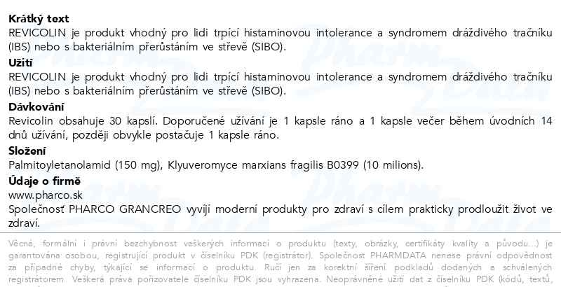 Příbalový leták - Revicolin 30 kapslí
