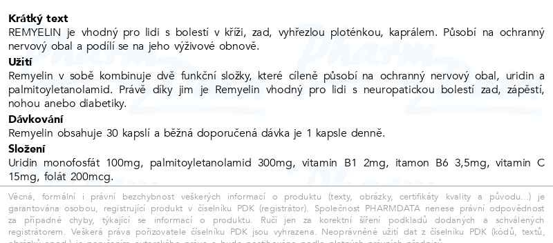 Příbalový leták - Remyelin 30 kapslí
