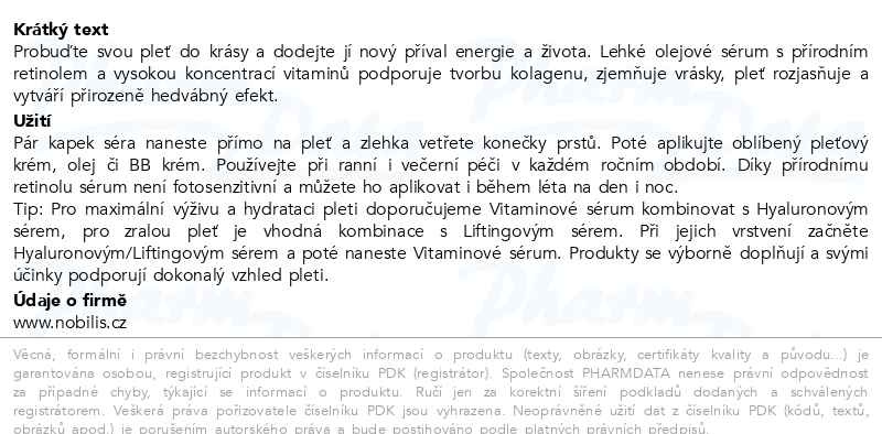 Příbalový leták - Nobilis Tilia Vitaminové sérum 20ml