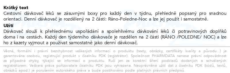 Příbalový leták - SimplyMed Dávkovač léků týdenní Travel Max