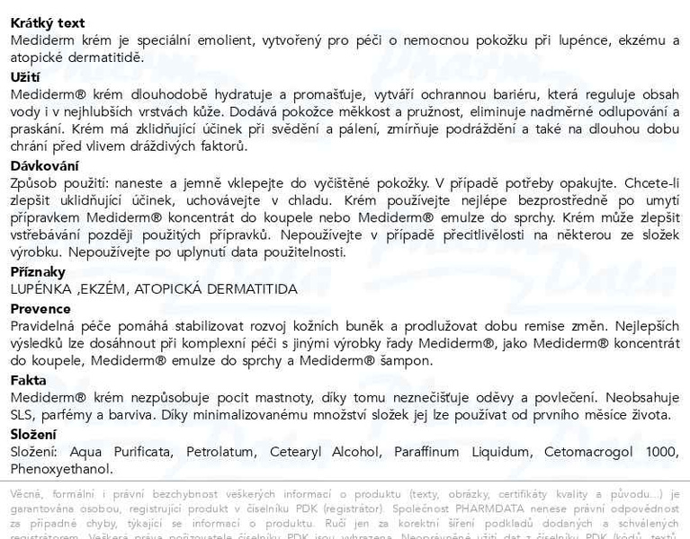 Příbalový leták - Mediderm Krém 1kg