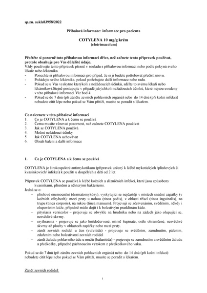 Příbalový leták (SUKL) - Cotylena 10mg/g crm.20g
