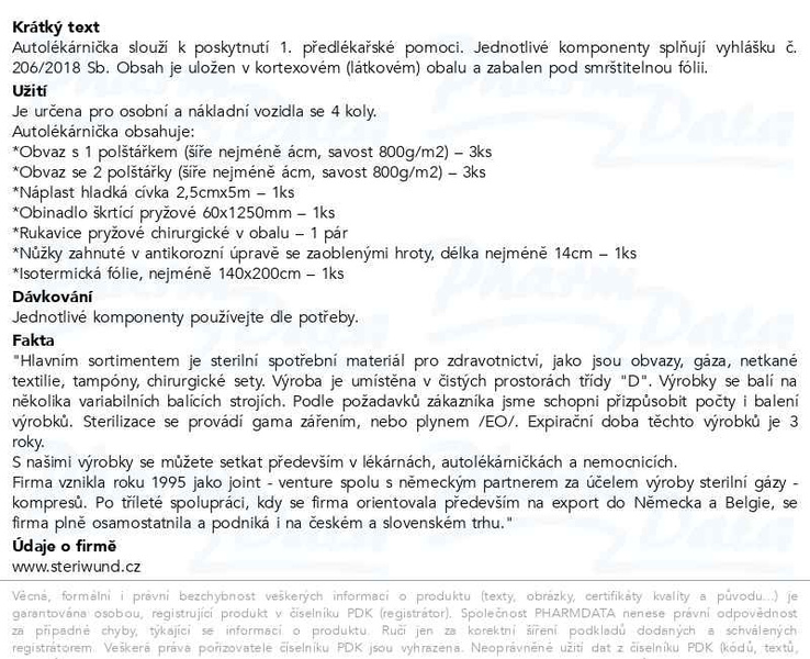Příbalový leták - Autolékárnička textil vyhl.č.206/2018 Steriwund