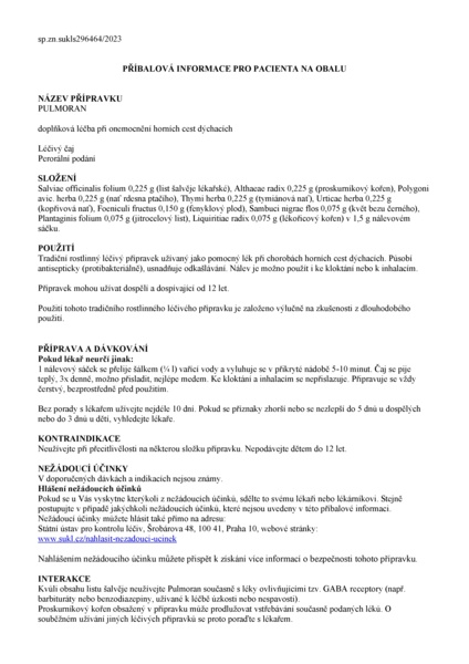Příbalový leták (SUKL) - LEROS Pulmoran por.spc.1x100g sypaný