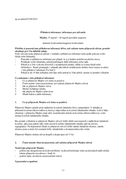 Příbalový leták (SUKL) - Maalox 35mg/ml+40mg/ml por.sus.1x250ml