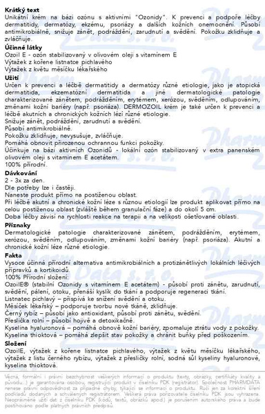 Příbalový leták - DERMOZOIL krém na dermatitidy 100ml