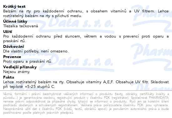 Příbalový leták - Balzám na rty vitamínový Med 4.5g