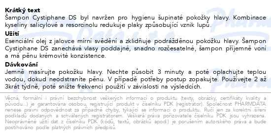 Příbalový leták - Cystiphane Biorga DS intenz.šampon proti lup.200ml