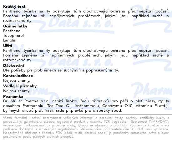 Příbalový leták - Panthenol tyčinka na rty 4.4g Dr.Müller