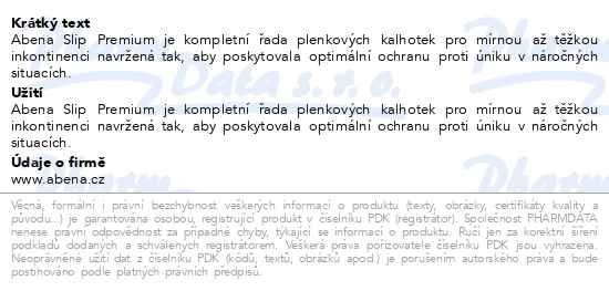 Příbalový leták - Inkont.kalh.Abena Slip Premium L1. 26ks