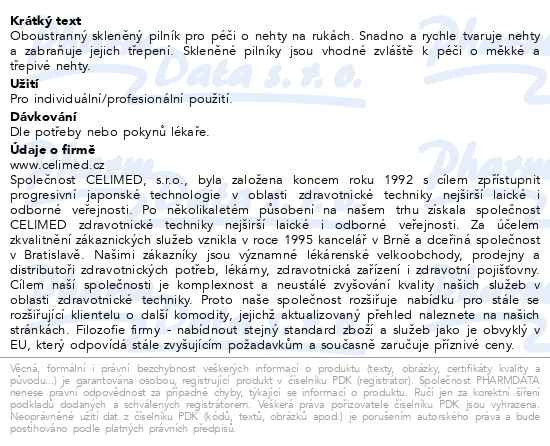 Příbalový leták - Pilník skleněný color oboustr.90mm/2mm 90/2/2-C