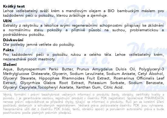 Příbalový leták - Bebutter krém rakytník 100ml