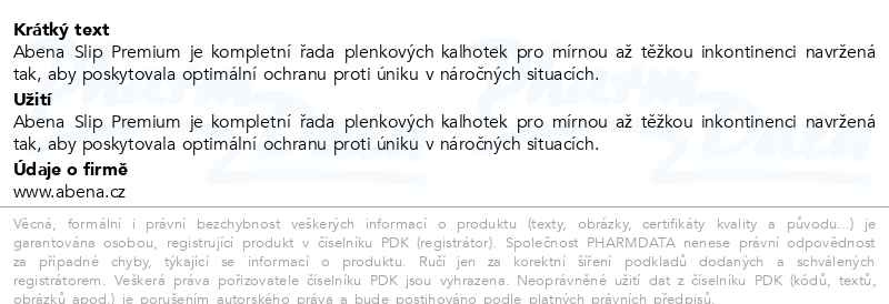 Příbalový leták - Inkont.kalh.Abena Slip Premium M4. 21ks