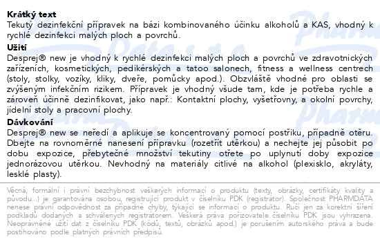 Příbalový leták - Desprej new 5 l