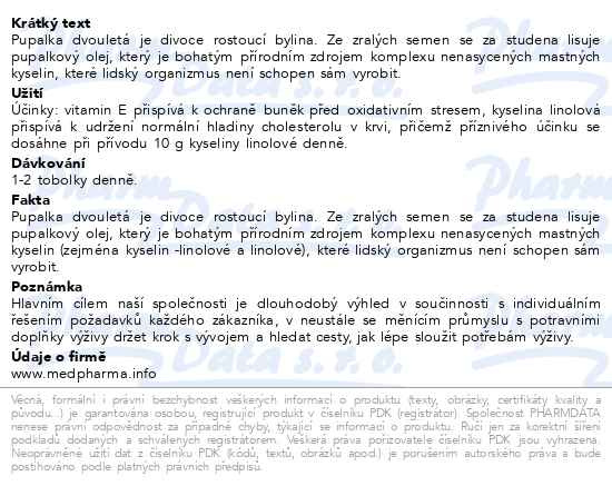 Příbalový leták - MedPharma Pupalka dvouletá 500mg+vit.E tob.67