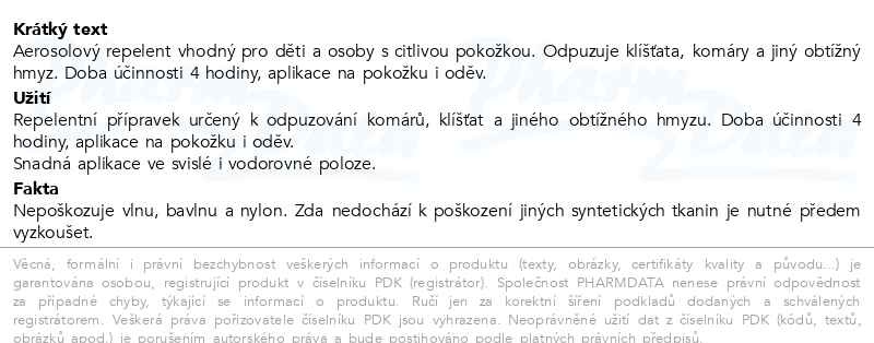 Příbalový leták - Repelent Predator Junior spray 150ml