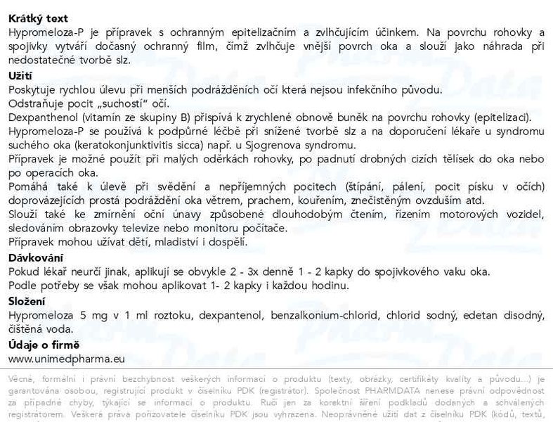 Příbalový leták - Hypromeloza-P 10ml