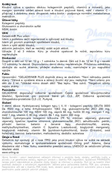 Příbalový leták - Geladrink Plus višeň 340g